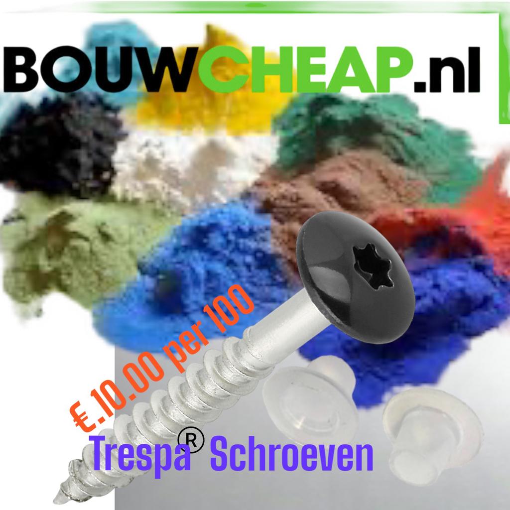 Trespaschroeven lengtes 25-32-38-50-60-70-80 en 100mm