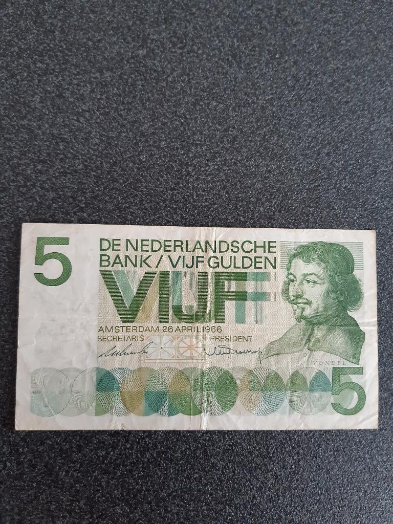5 Guldens biljet Vondel 1966, Ophalen of Verzenden, 5 gulden, Los biljet