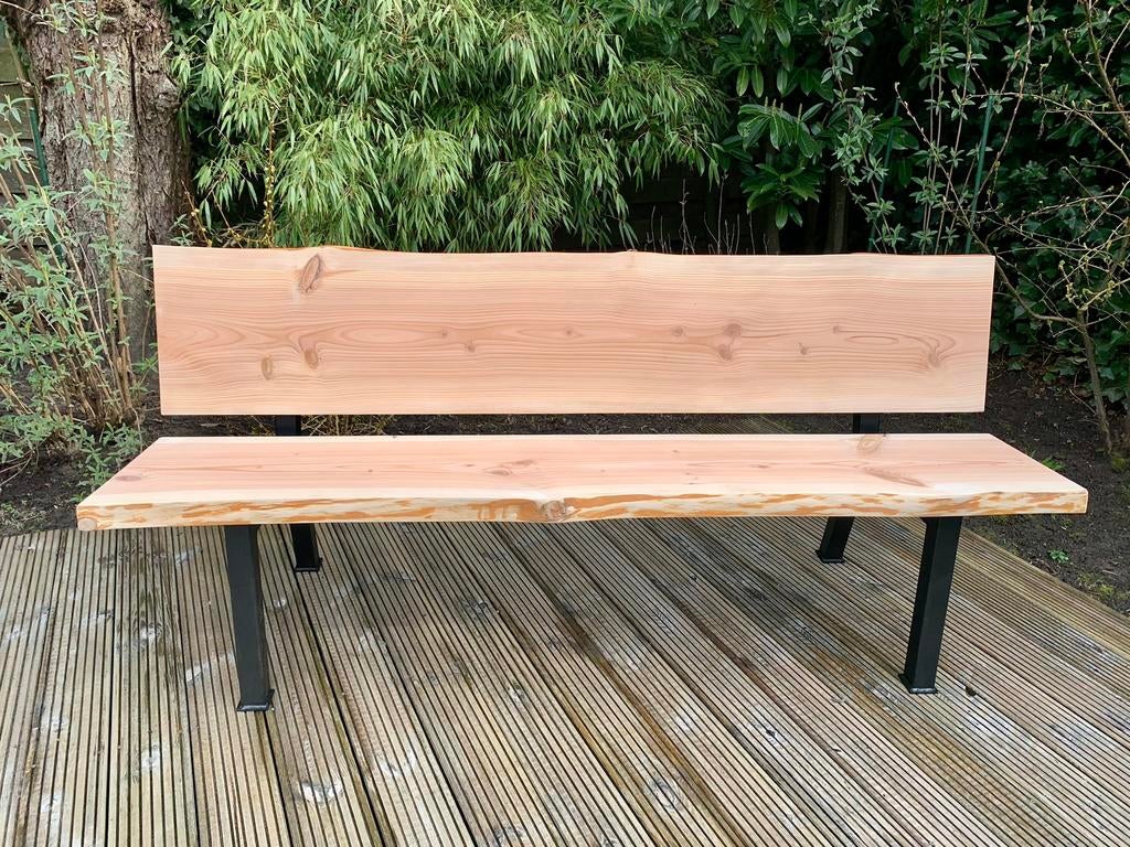 Mooie Douglas tuinbank met stalen poten 180-200, Ophalen, Nieuw, Hout