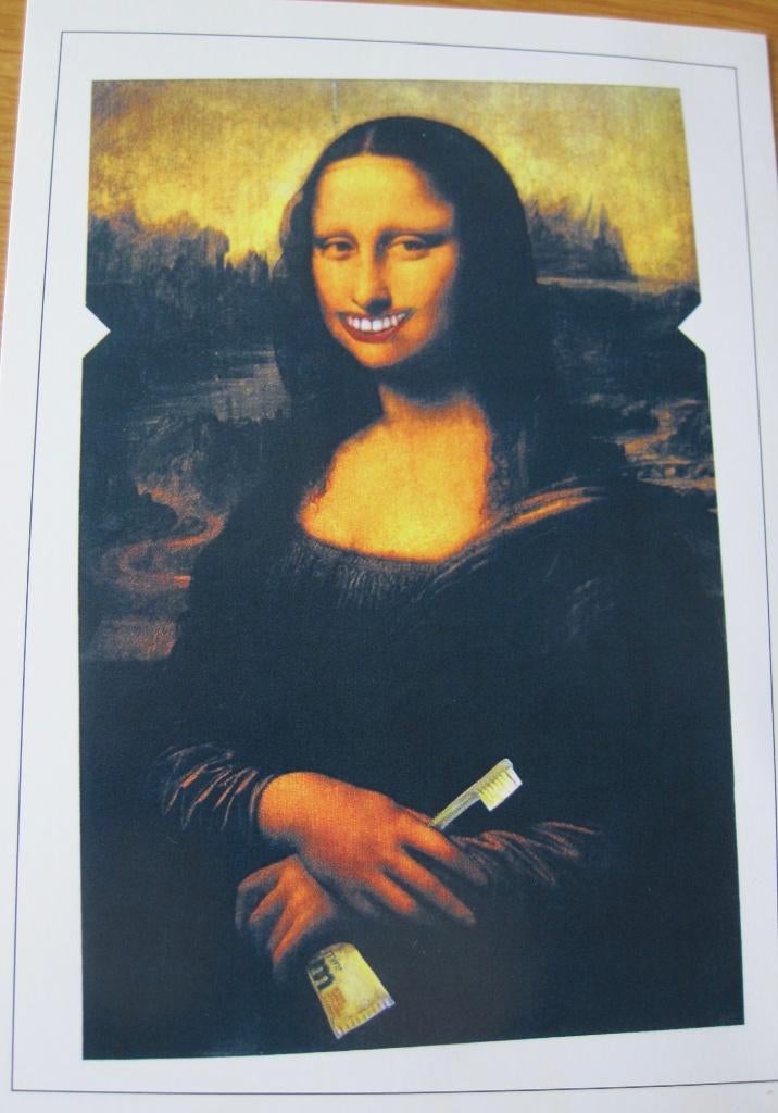 Mona Lisa met tanden en tandenborstel, Verzenden, 1980 tot heden, Gelopen, Overige thema's