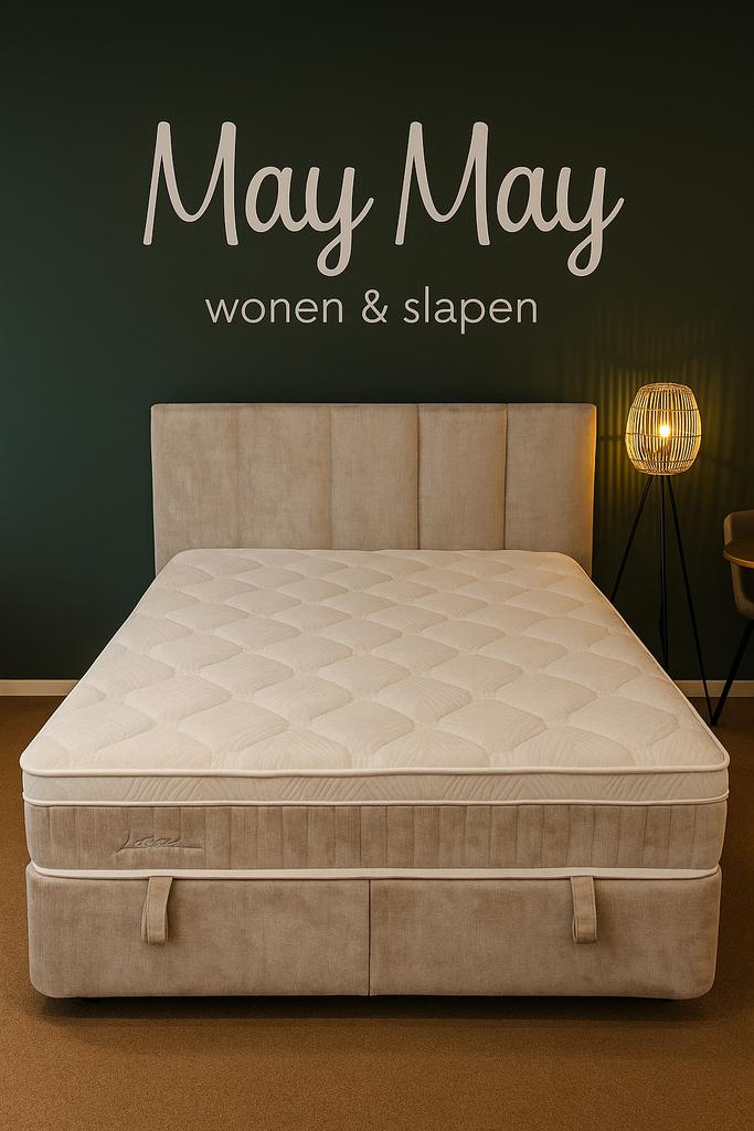 Boxspring/Baza met opbergruimte 140cm Direct/leverbaar E7268, Huis en Inrichting, #Boxspring#Opbergbox#Baza#140#Beige#Stof, Beige