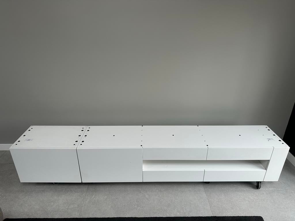 Karat TV Meubel wit (mat) 255cm met matglas Glasplaat, Ophalen, Glas, Zo goed als nieuw, 200 cm of meer