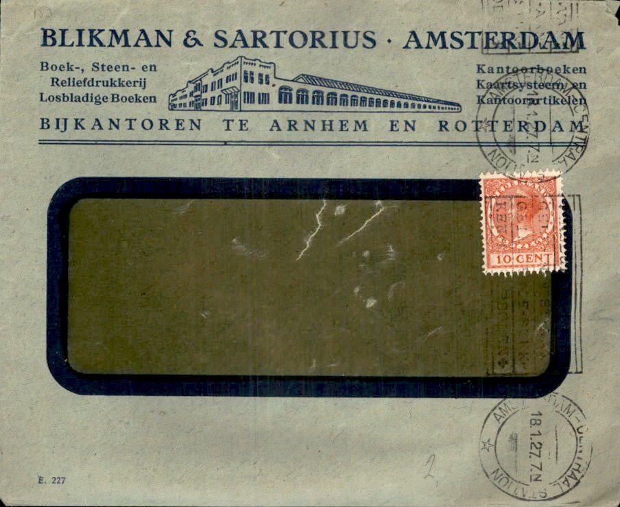 Amsterdam - Blikman & Sartorius - 1927, Ophalen of Verzenden, Envelop