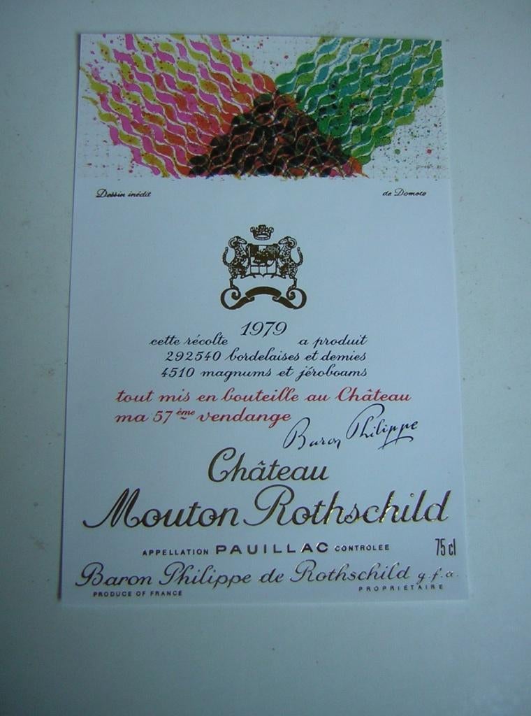 Origineel Chateau Mouton Rothschild Wijn Etiket 1979, Frankrijk, Nieuw, Ophalen of Verzenden, Rode wijn