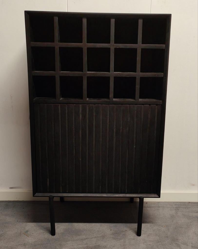 Madison Black Wijnkast 55 cm - Mangohout, Huis en Inrichting, Woonaccessoires | Wijnrekken, Ophalen, Madison, Info@meubeloutletmeppel.nl