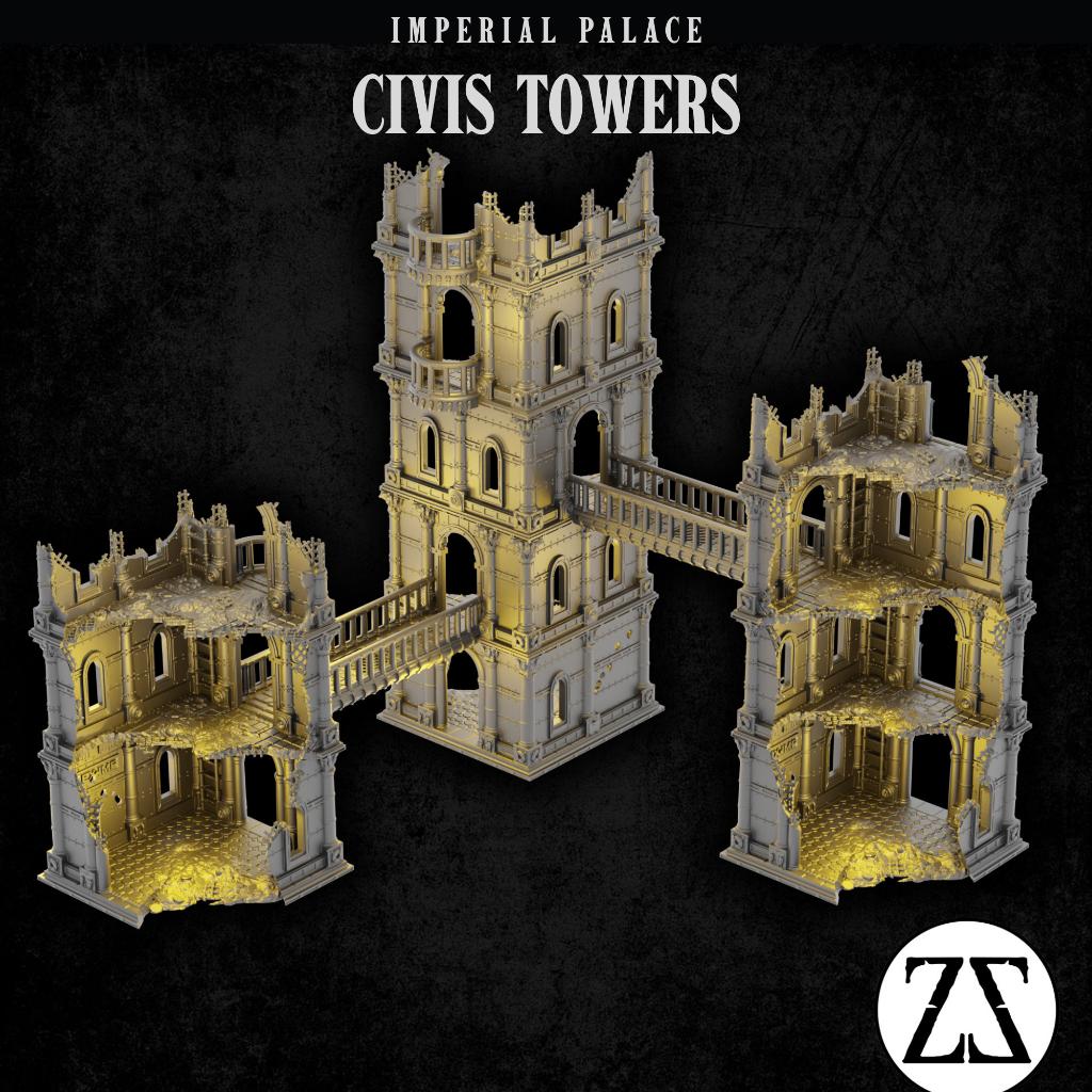 Warhammer 40K / Kill Team terrein Gotische torens, Hobby en Vrije tijd, Wargaming, Zelf gemaakt, Ophalen of Verzenden, Zelf gemaakt