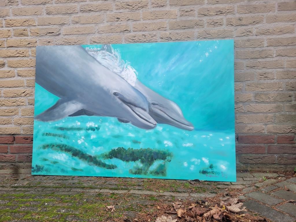 Twee dolfijnen schilderij, Ophalen