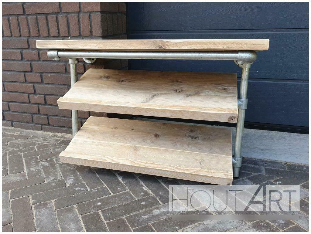 Schoenenrek wandmodel steigerbuis met steigerhout!, Info@hout-art.nl, Nieuw, Ophalen of Verzenden, Hoeves 3 in Schijndel