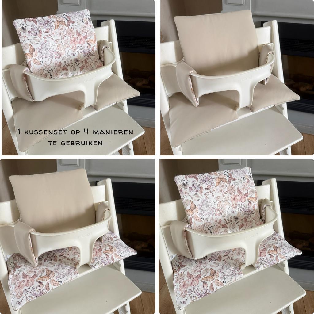 🤍 Geplastificeerd kussenset stokke Tripp trapp kinderstoel, Handmade by mo, Valkenswaard, Bymo.handmade@gmail.com, Meegroeistoel