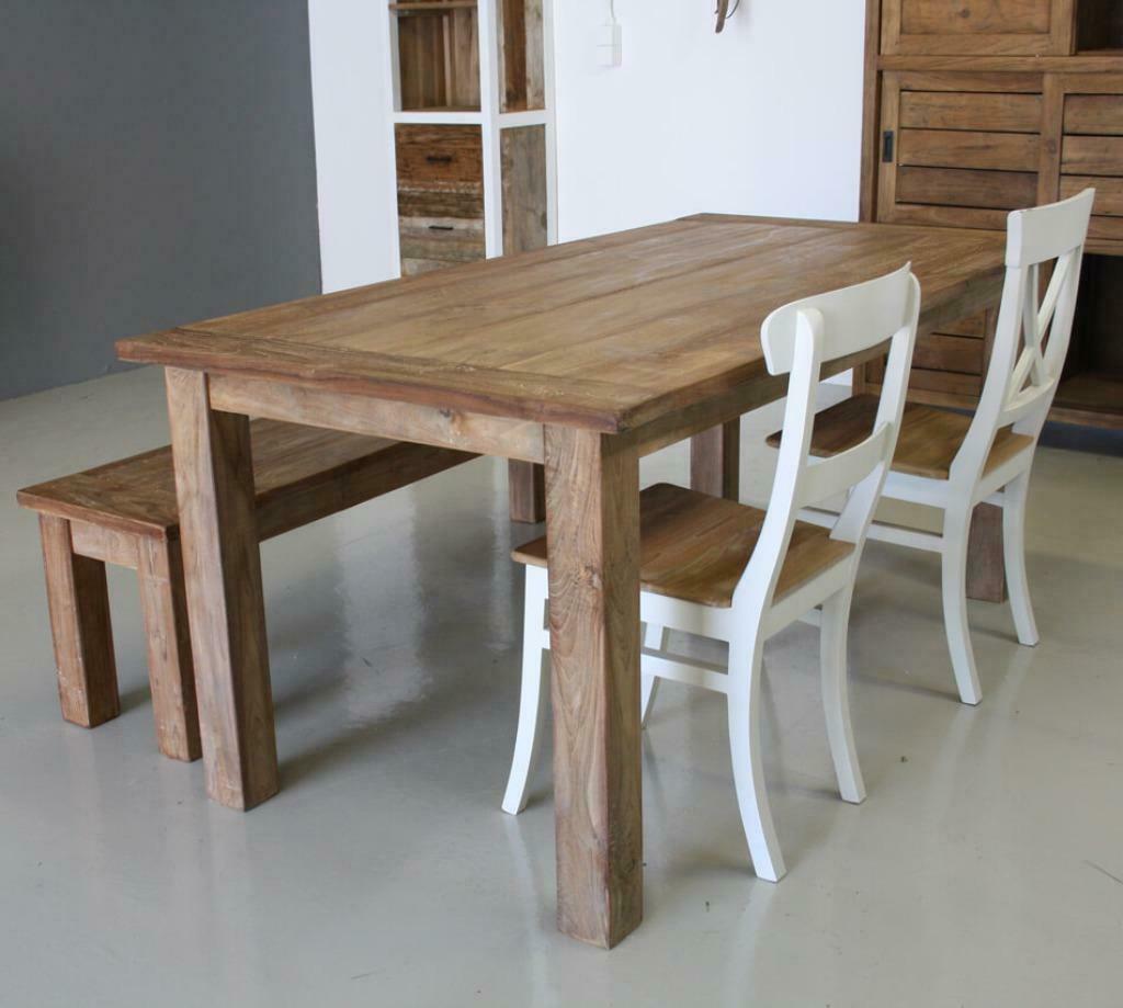 Robuuste Teaktafel verkrijgbaar 160 T/M 300 cm lang, Huis en Inrichting, Tafels | Eettafels, Nieuw, 150 tot 200 cm, 200 cm of meer