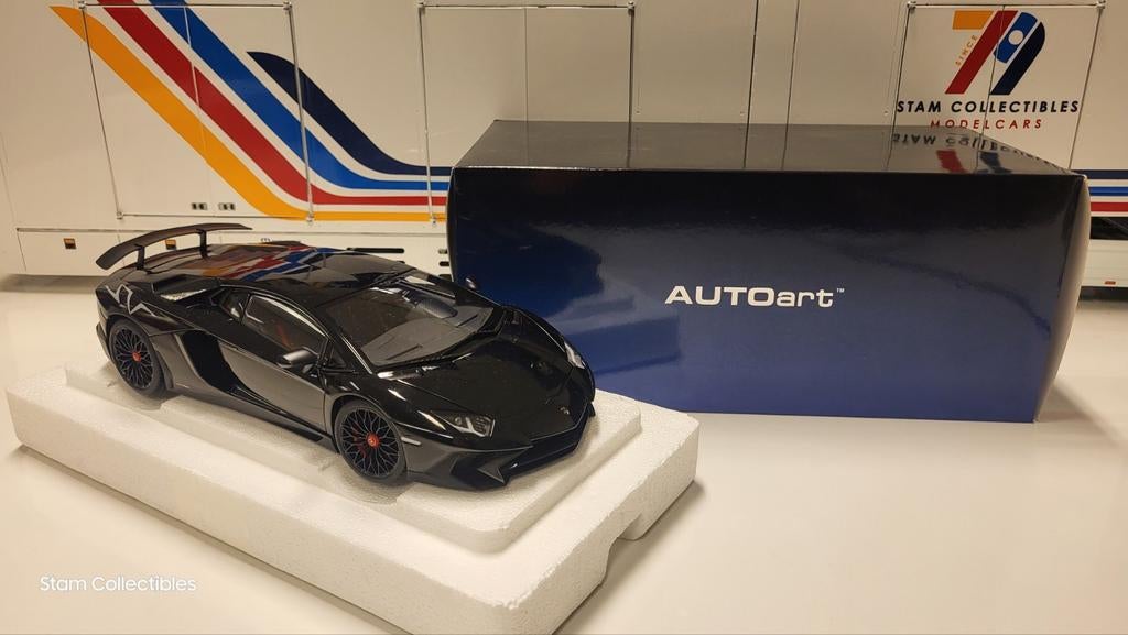 AUTOart Lamborghini Aventador LP750-4 Gloss Black, Hobby en Vrije tijd, Modelauto's | 1:18, Auto, Autoart, Ophalen of Verzenden