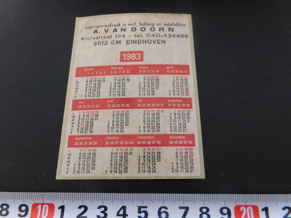 sticker kalender 1983 a van doorn ehv verf behang autolakken, Verzamelen, Ophalen, Zo goed als nieuw