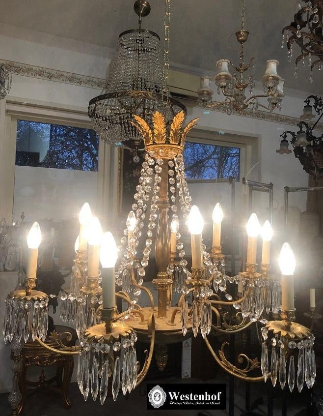 Groot kristallen kroonluchter antiek barok kandelaars Ø 90cm, Ophalen of Verzenden, Gebruikt, Overige materialen, Antiek / klassiek