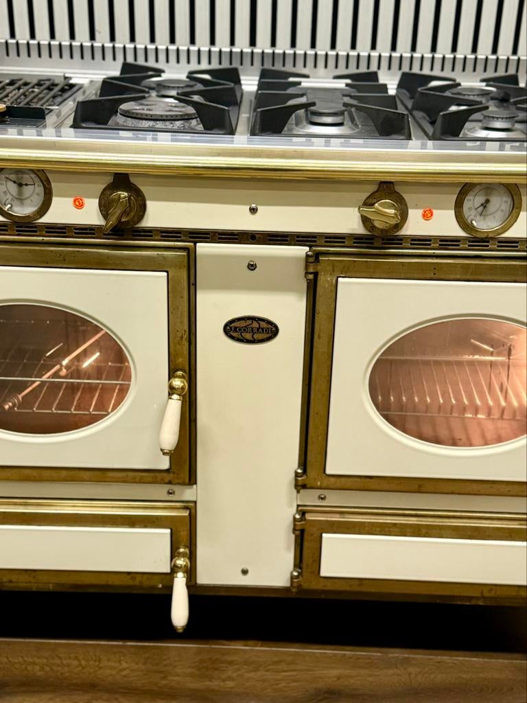 Luxe J.Corradi Fornuis creme/messing 2 ovens 120 cm, Witgoed en Apparatuur, Fornuizen, Gebruikt, Fornello Esperta, Ophalen of Verzenden