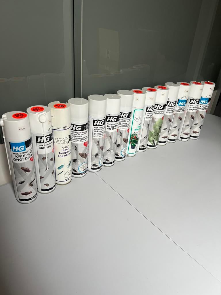 Partij hg spuitbussen ongedierte, Ophalen of Verzenden, Zo goed als nieuw, Wit