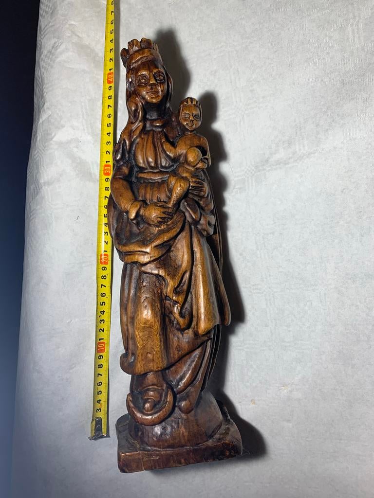 Houten Madonna met Kind Beeld, Antiek en Kunst, Ophalen of Verzenden