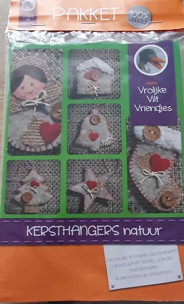 viltpakket kersthangers, Hobby en Vrije tijd, Vilt, Ophalen of Verzenden, Nieuw, Figuurtje(s)