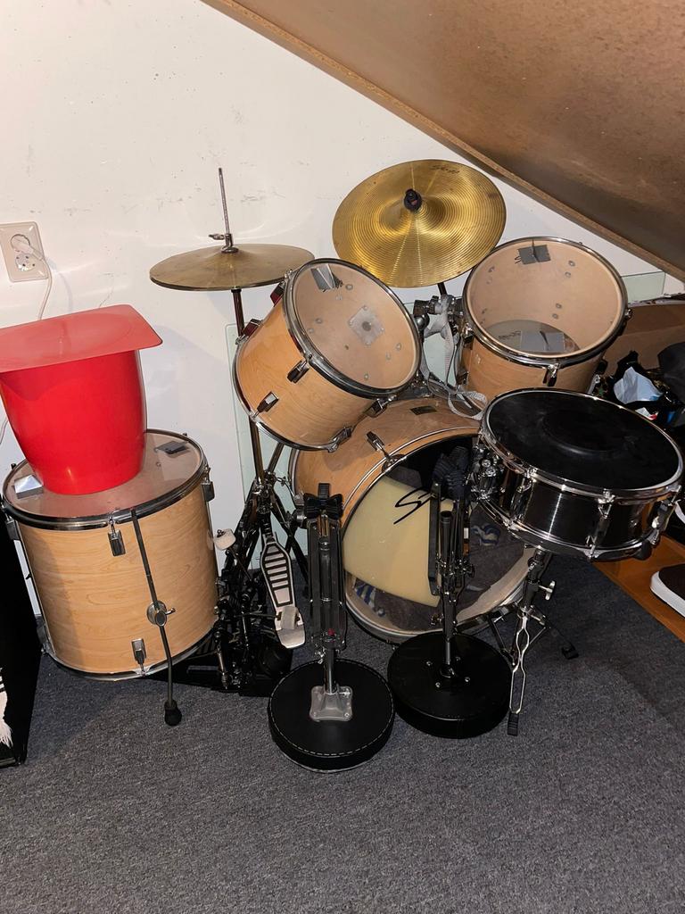 Compleet Drumstel + Zildjian Bekkens + Pearl Snare + Tassen, Muziek en Instrumenten, Drumstellen en Slagwerk, Ophalen, Gebruikt