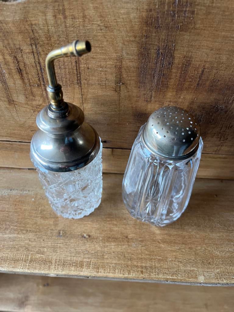 Vintage kristallen Strooier Set zilver, Ophalen of Verzenden