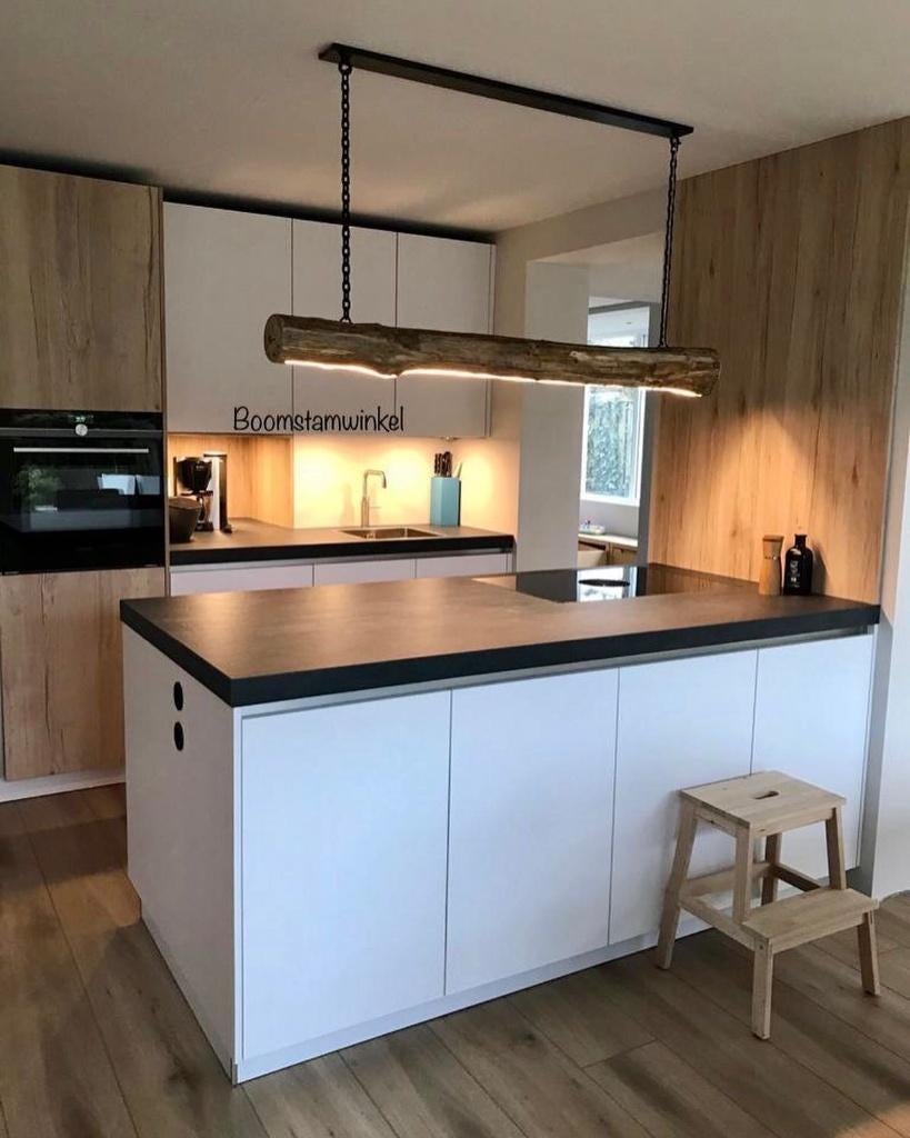 hanglamp ledstrip | boomstam hanglamp | houten lamp, Ophalen of Verzenden, Nieuw