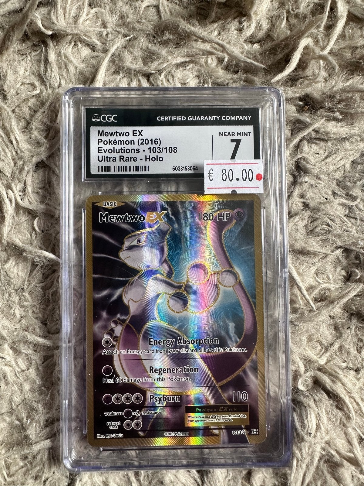 Mewtwo EX Pokémon Evolutions 103/108 CGC 7 Near Mint, Ophalen of Verzenden, Zo goed als nieuw, Losse kaart, Foil