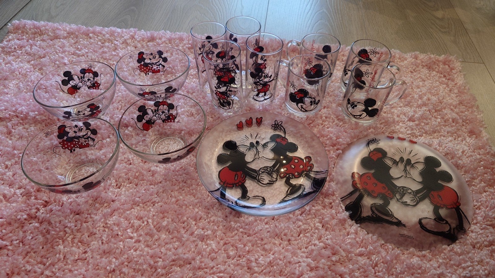 Mickey en Minnie Mouse servies set, Ophalen of Verzenden, Glas, Overige stijlen, Bord(en)