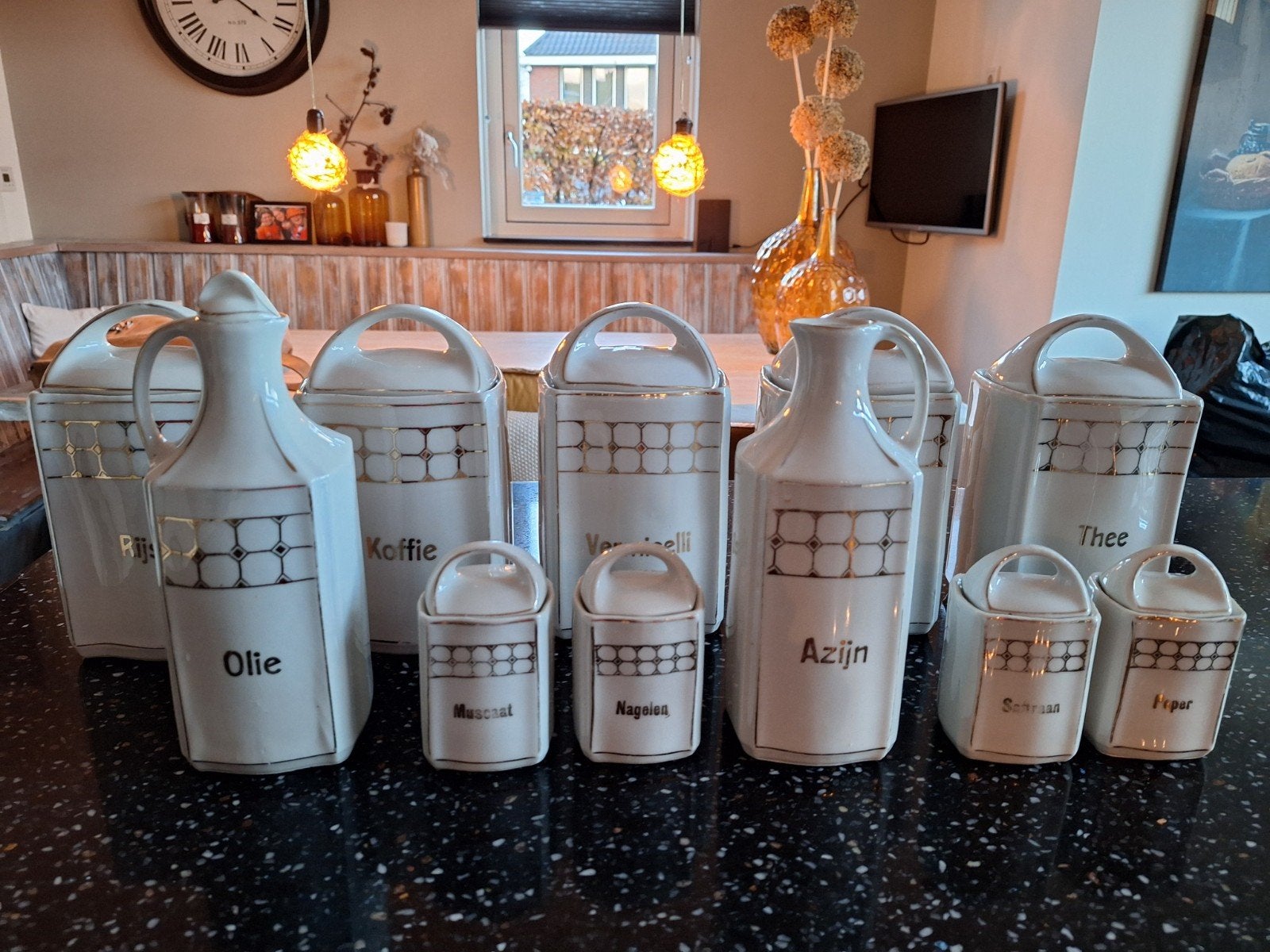 21-delige Brocante Keukenpotten Set Jaren '50, Antiek en Kunst, Ophalen of Verzenden