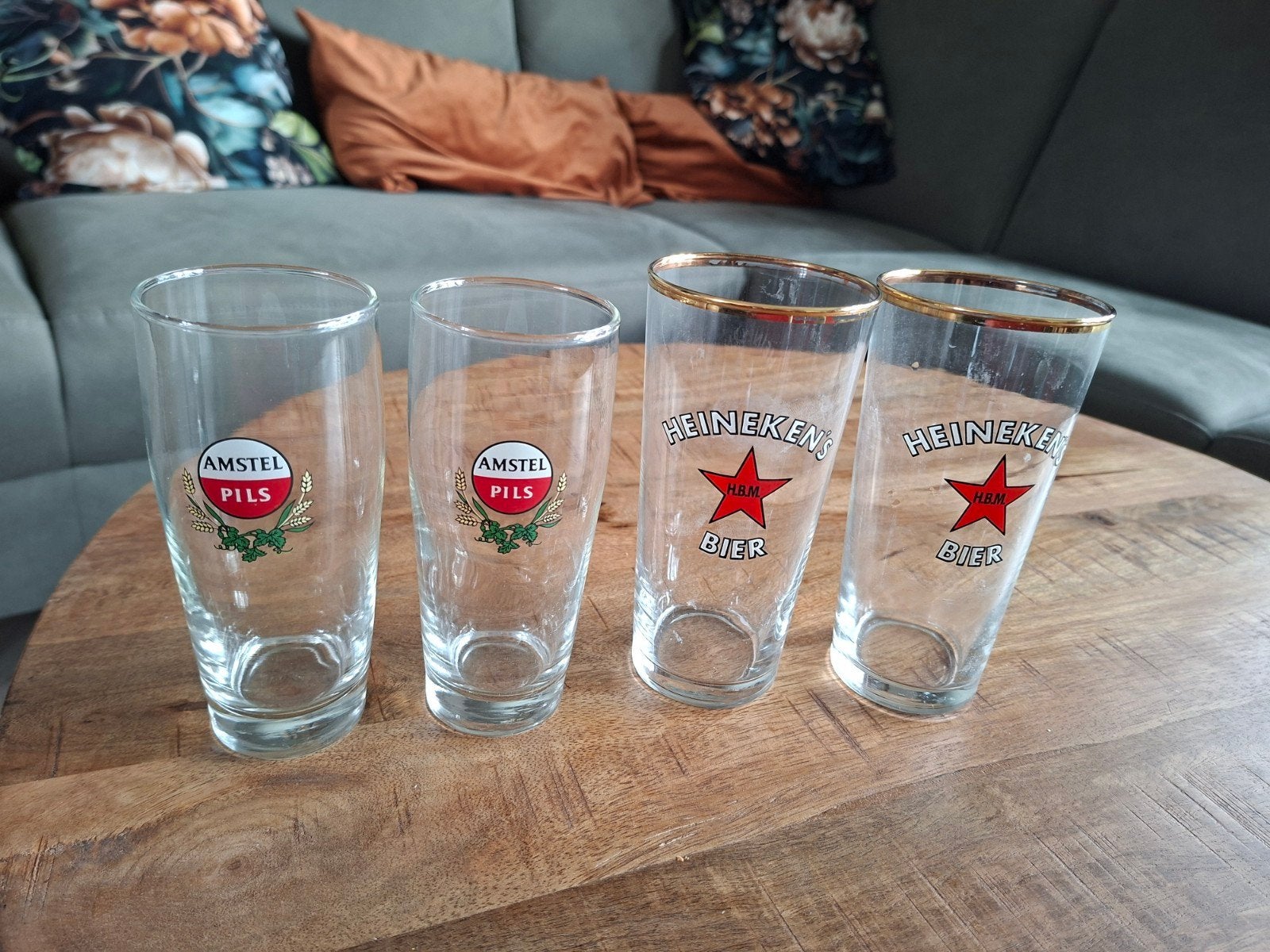Bierglazen, 2 x Heineken en 2 x Amstel, Verzamelen, Biermerken, Ophalen of Verzenden, Zo goed als nieuw, Glas of Glazen, Heineken