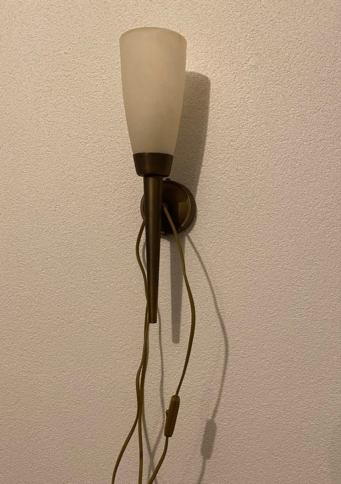 Vintage wandlamp / fakkellamp, Gebruikt, Overige fittingen, Ophalen of Verzenden, Glas
