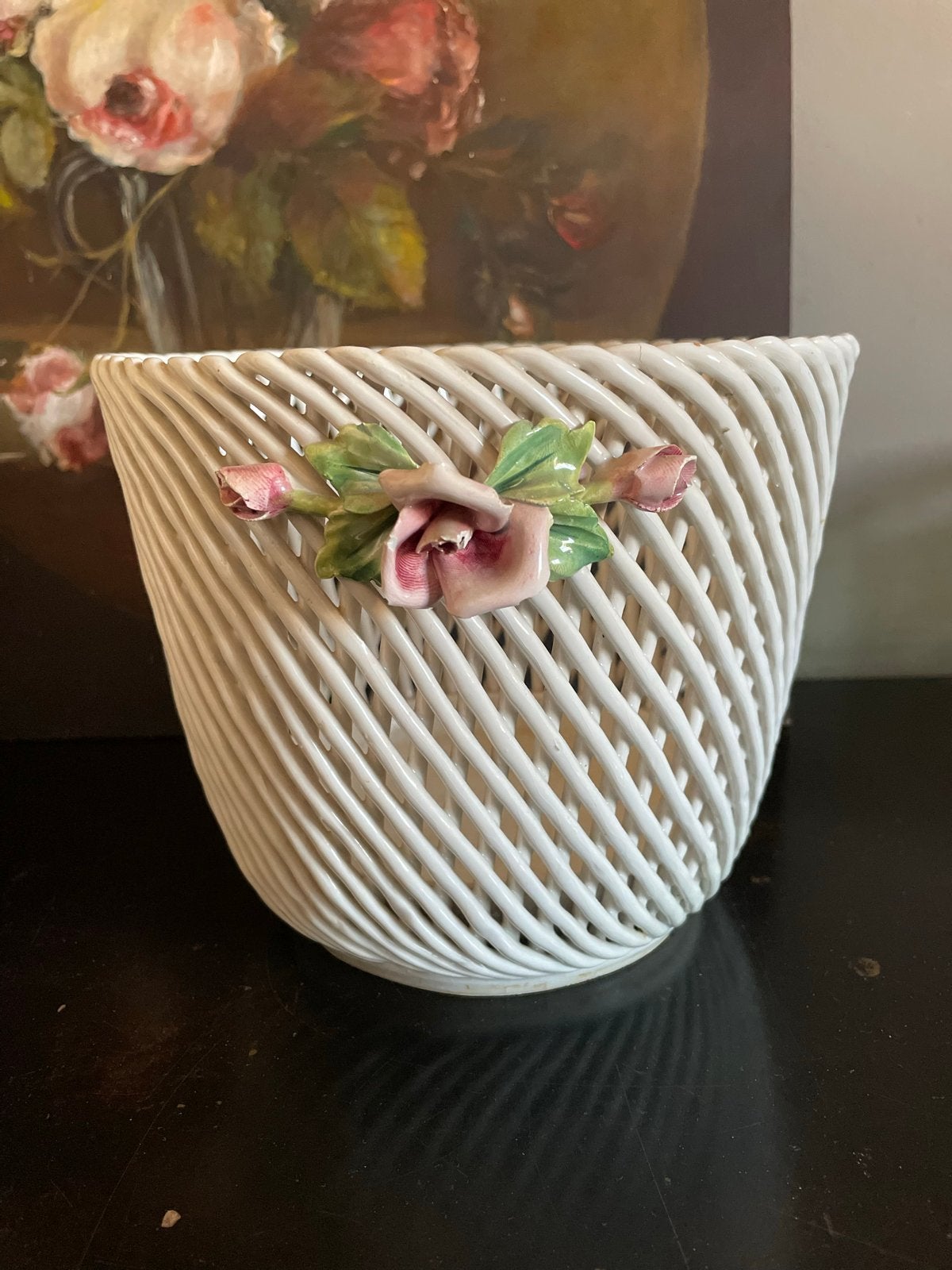 Vintage Italiaanse Keramische Bassano bloempot, Ophalen of Verzenden