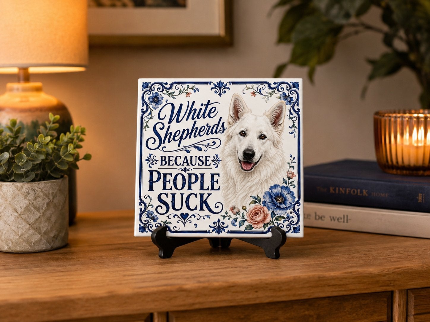 White Shepherds, Because People Suck - Witte Herder tegel, Ophalen of Verzenden, Nieuw