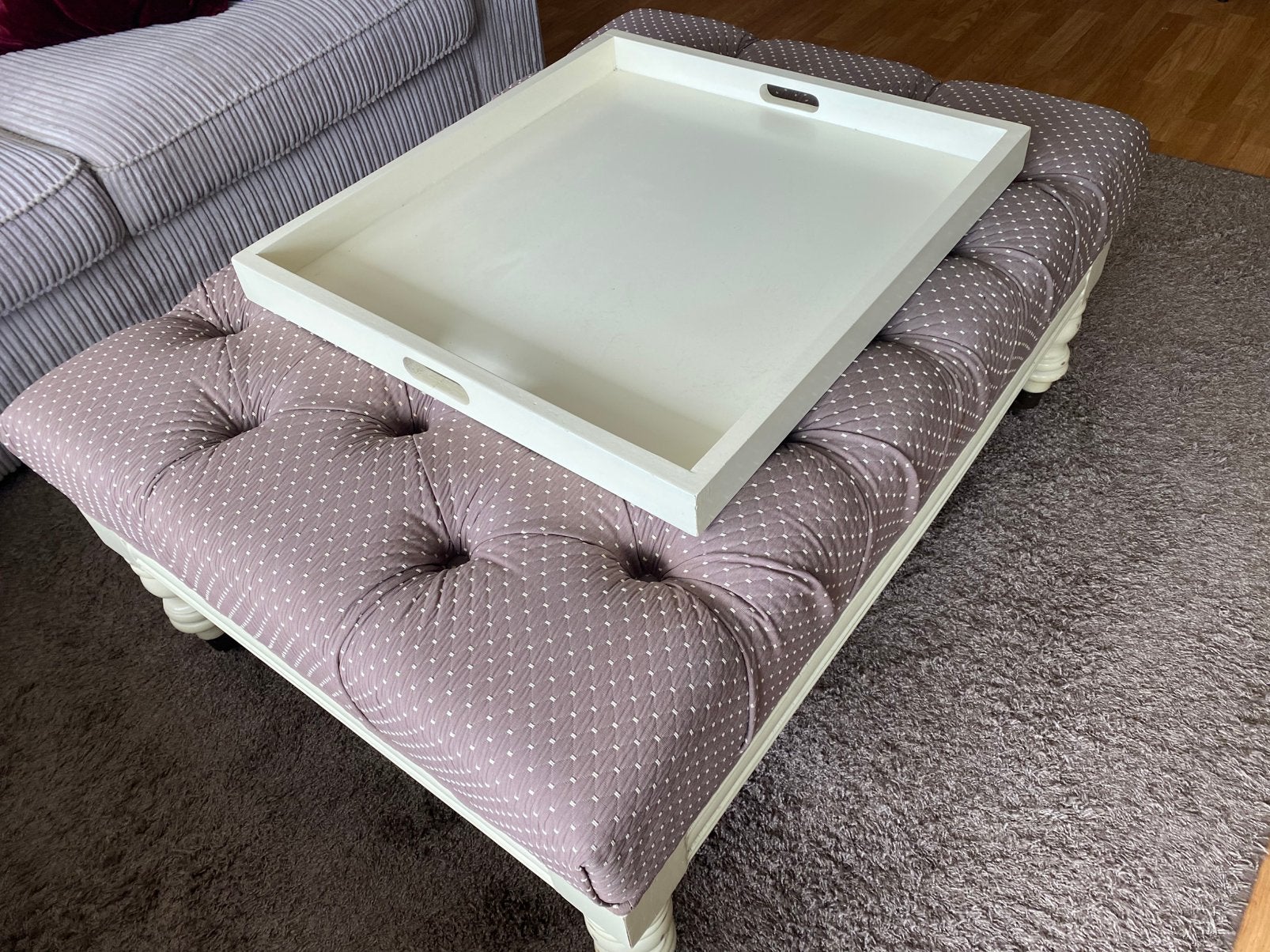 Hocker poef / salontafel, Huis en Inrichting, Tafels | Salontafels, Ophalen, 100 tot 150 cm, 50 tot 75 cm, Zo goed als nieuw