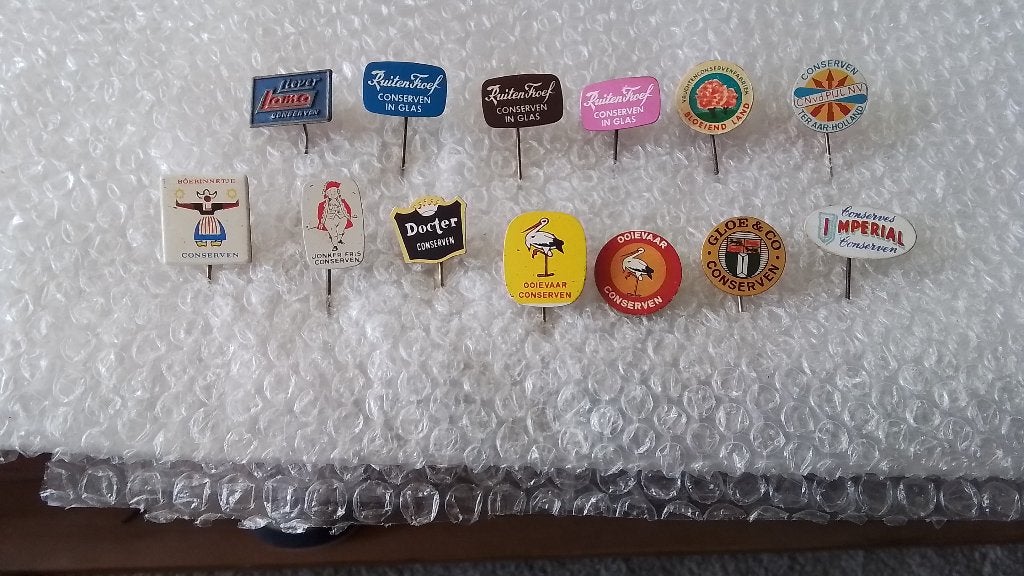 13 verschillende speldjes conserven, Ophalen of Verzenden, Zo goed als nieuw, Overige onderwerpen