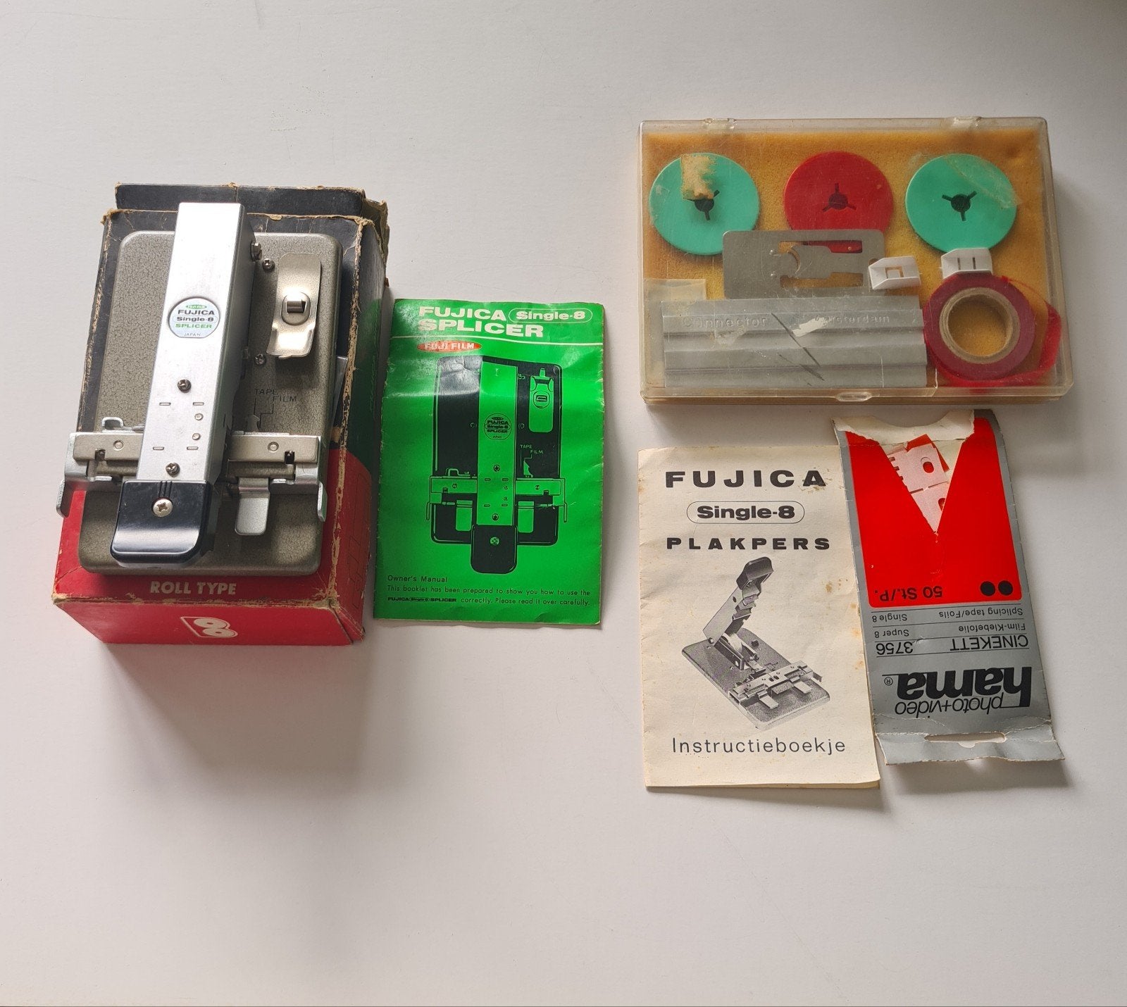 Fujica Single-8 Splicer set met accessoires en handleiding, Audio, Tv en Foto, Fotografie | Professionele apparatuur, Overige merken