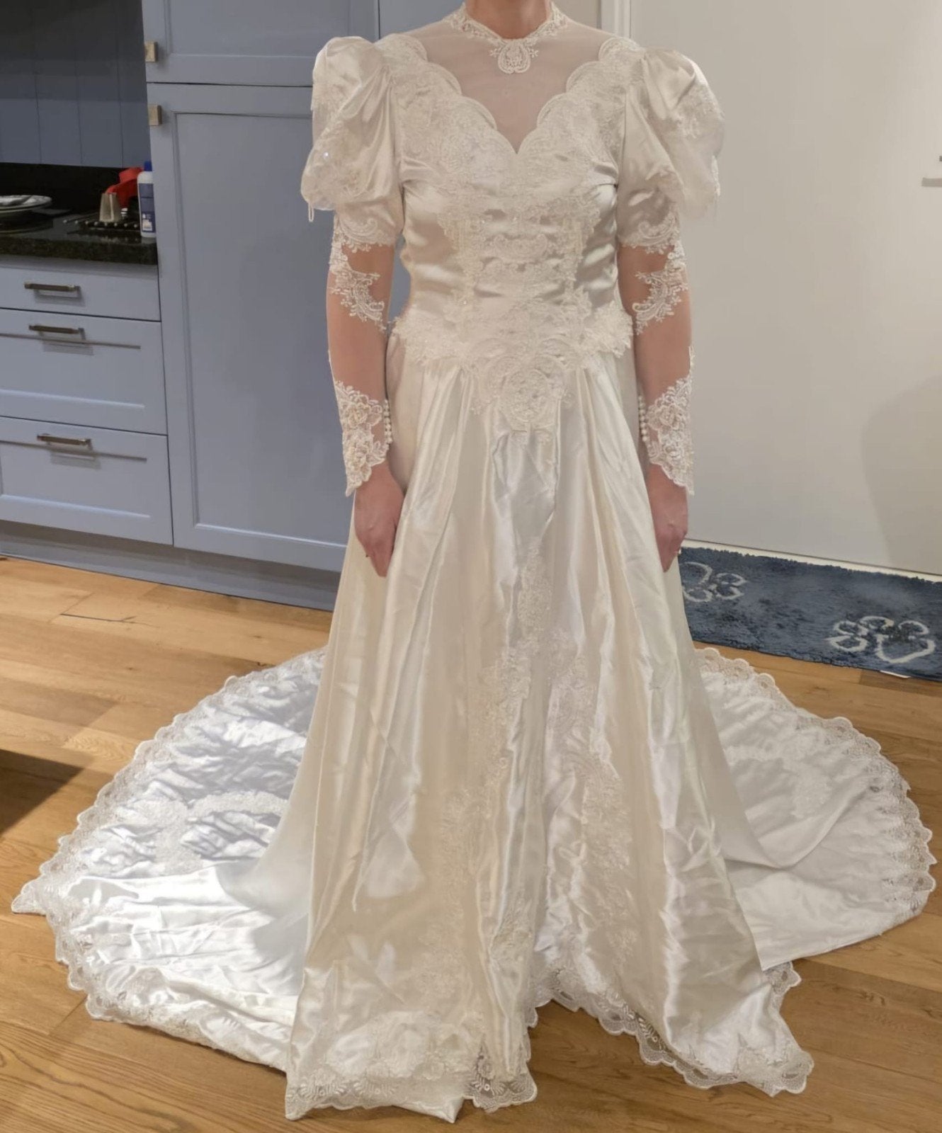 Romantische witte vintage trouwjurk uit 1991 mt 36, Ophalen of Verzenden, Wit, Trouwjurk