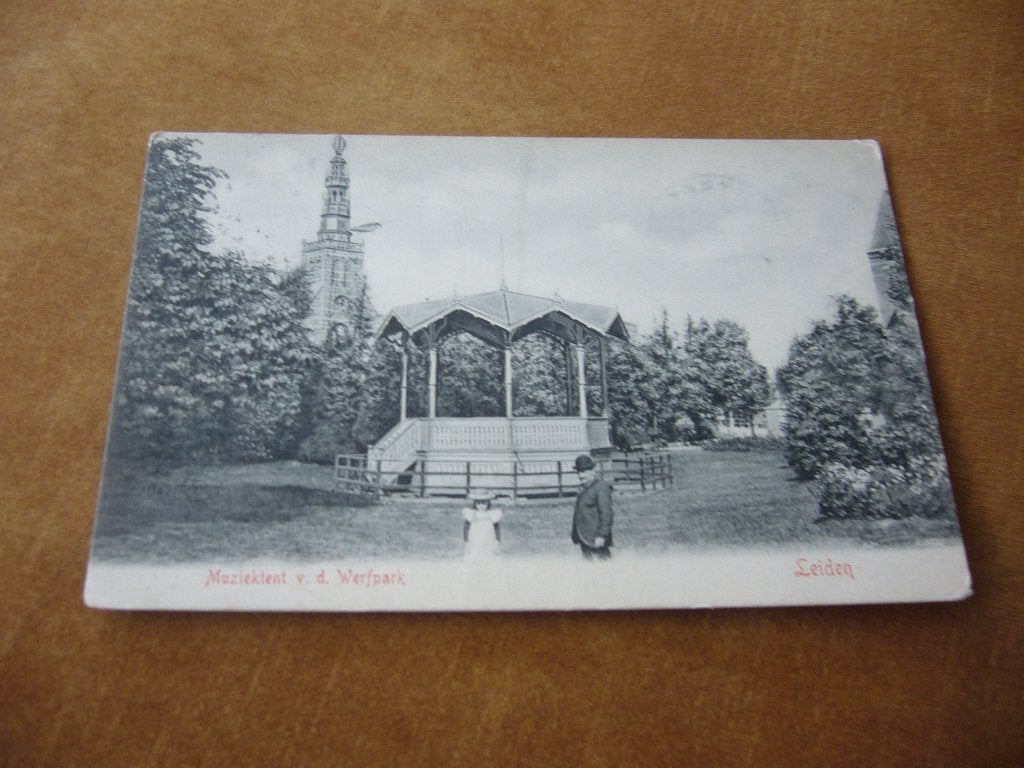 LEIDEN  =  MUZIEKTENT V.D. WERFPARK   BRIEFKAART  1906, Ophalen of Verzenden, Voor 1920, Gelopen, Zuid-Holland
