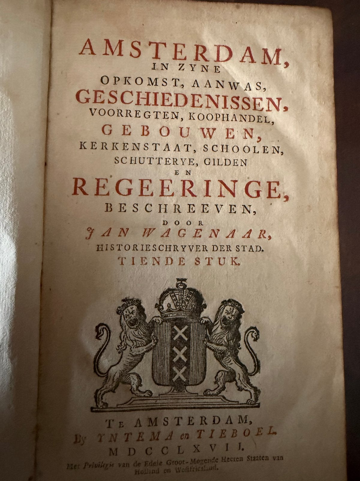 Jan Wagenaar - Amsterdam, tiende stuk (1767), Ophalen of Verzenden, Gelezen, Nederland