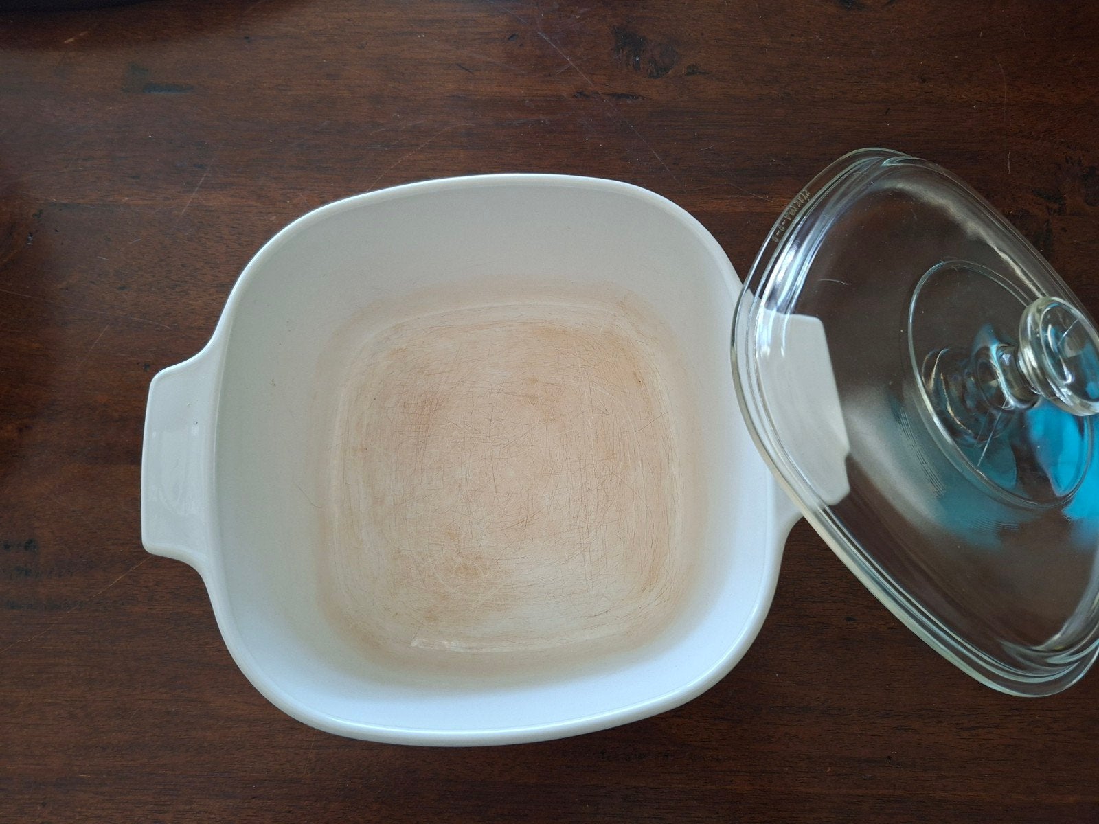 Corning Ware ovenschaal met deksel - Vintage €15, Ophalen of Verzenden, Steen/keramiek, Wit, Overige merken