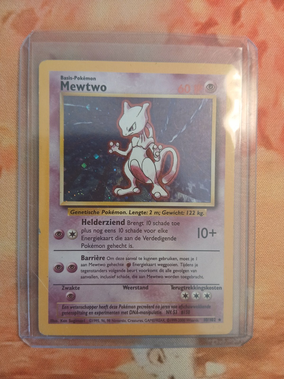 Mewtwo holo, Hobby en Vrije tijd, Ophalen of Verzenden, Zo goed als nieuw, Losse kaart, Foil