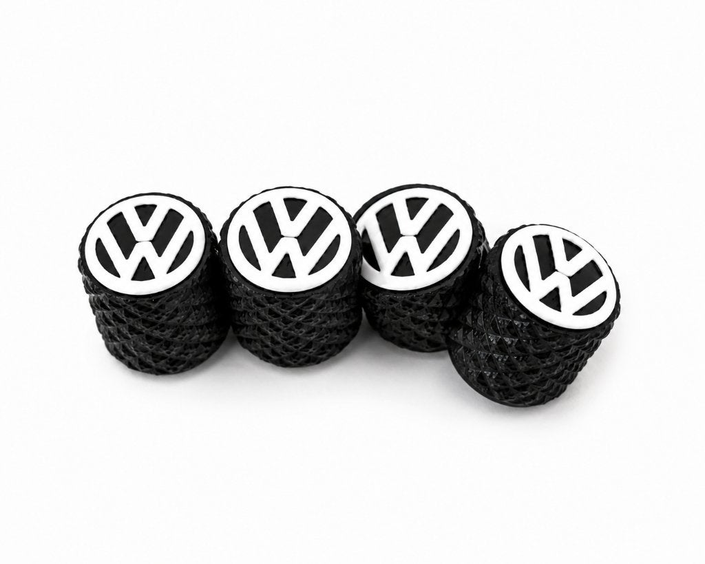 2x Volkswagen VW Ventieldopjes Zwart/Wit – Auto Ventiel, Verzenden, Nieuw