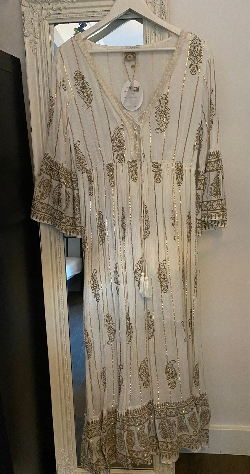 Ibiza jurk Swarna, nieuw met gouden details XL, Ophalen of Verzenden, Nieuw, Wit