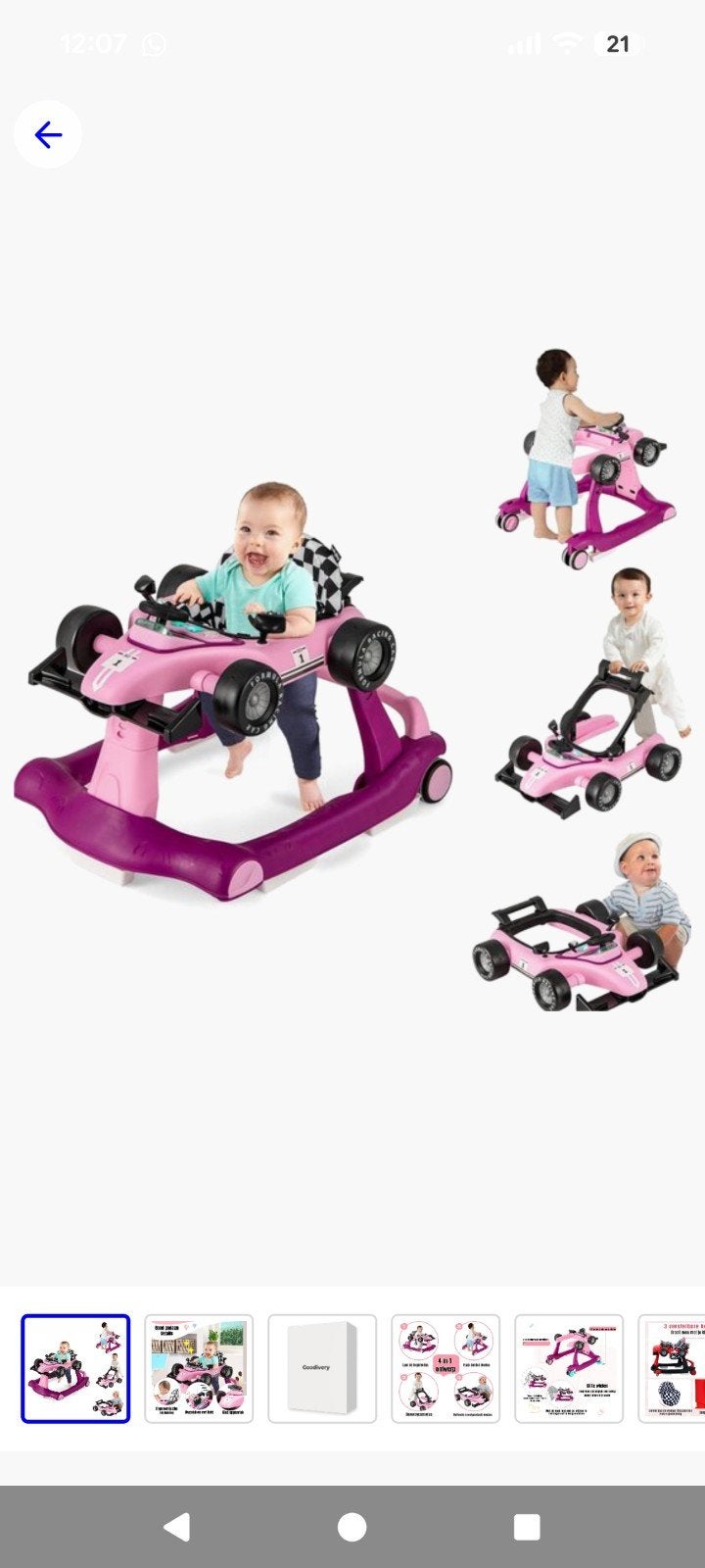 Roze loopstoel/loopwagen, Ophalen, Zo goed als nieuw, Auto