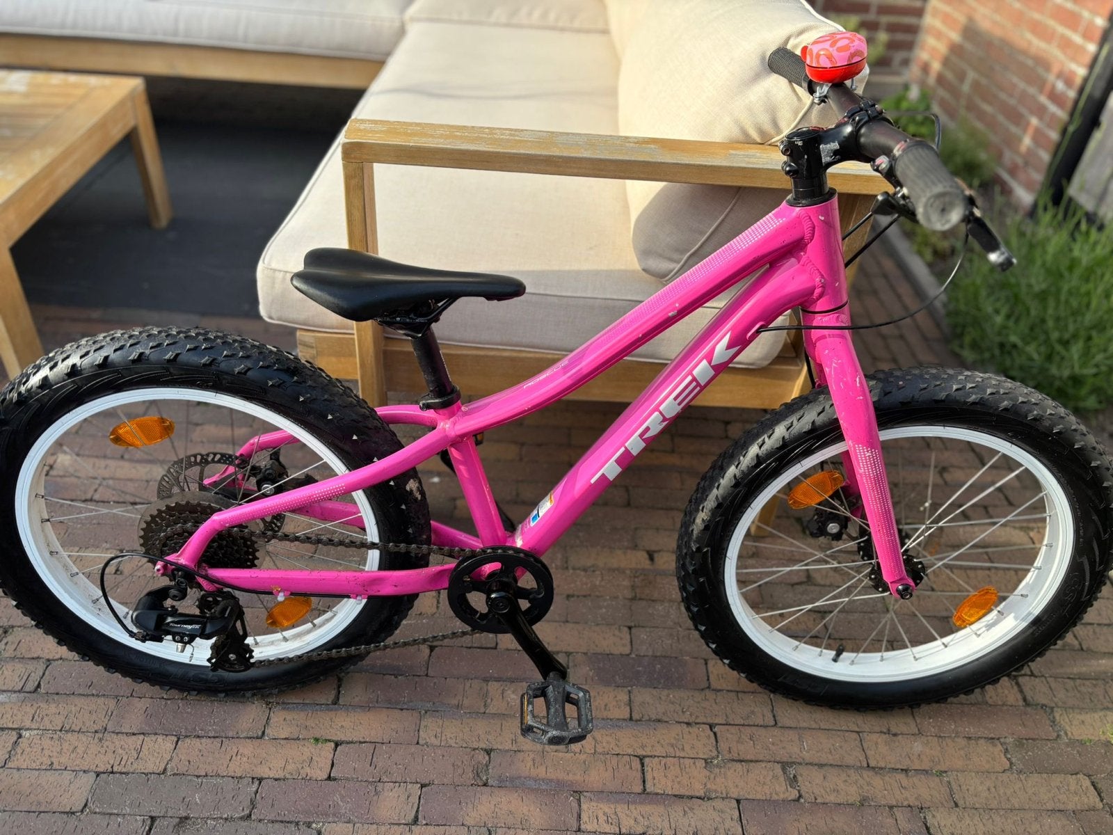 Trek Roscoe roze MTB met dikke banden, 8 versnellingen, Ophalen, Gebruikt, Schijfrem, 20 inch of meer