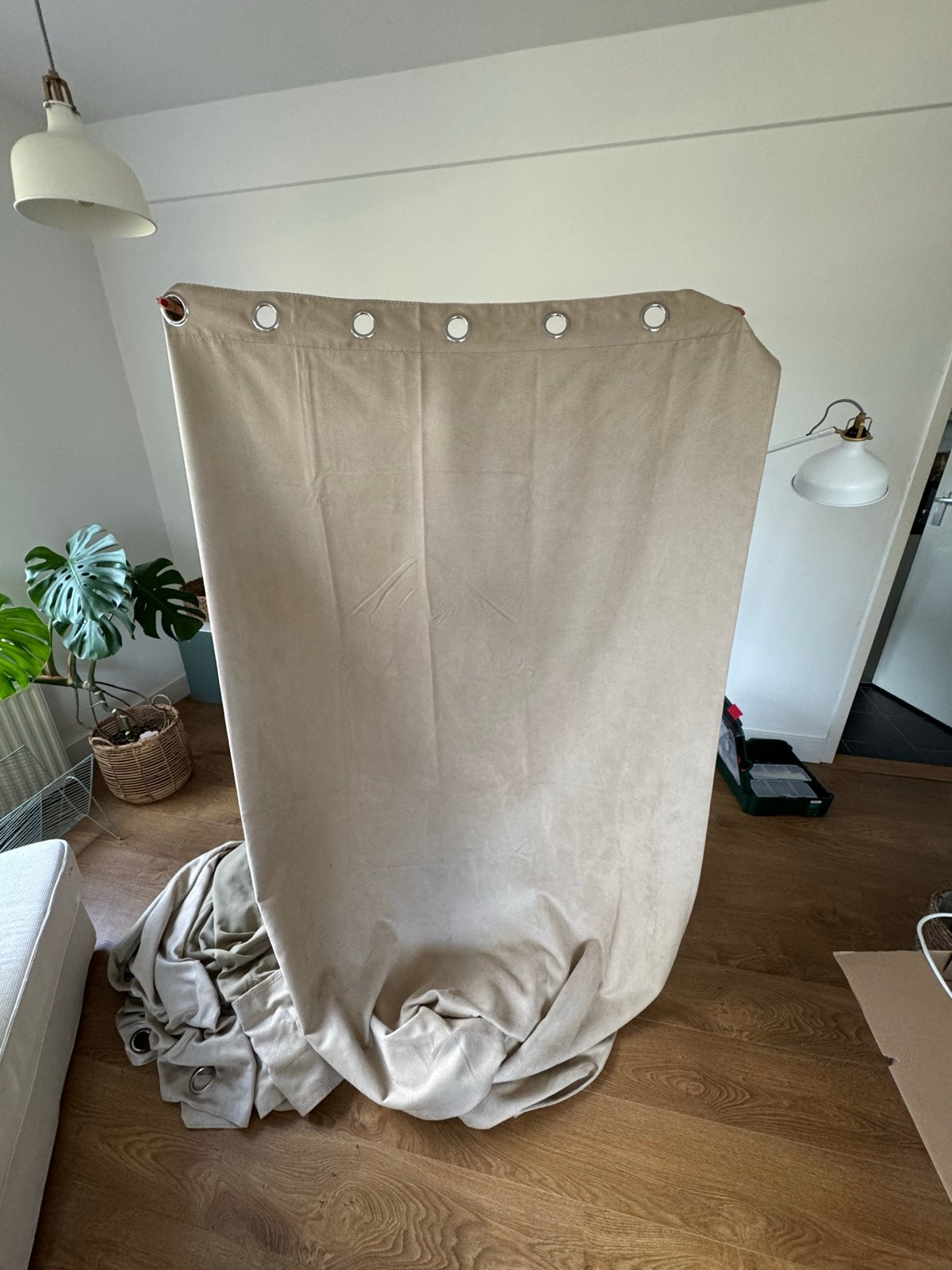 4x Ikea Beige Gordijnen 145x300cm met Ringen, Met ringen, Beige, Ophalen of Verzenden, Zo goed als nieuw