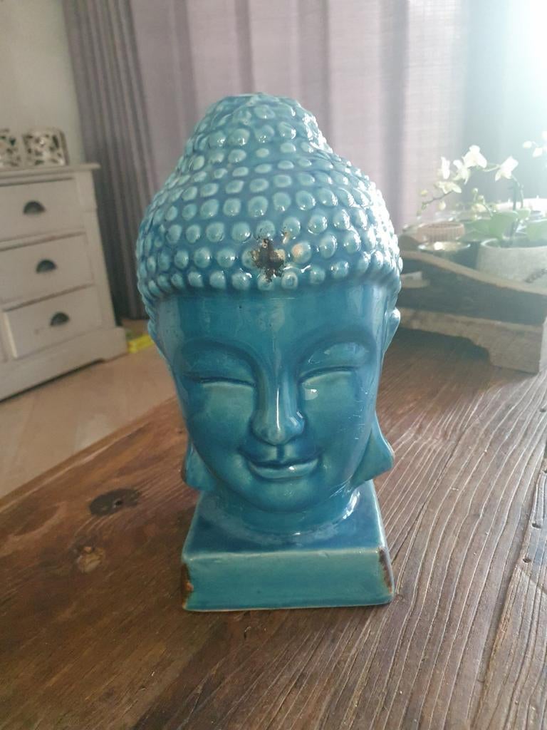Boeddhabeeld, boeddha buddah  boeddah hoofd gezicht blauw, Ophalen of Verzenden