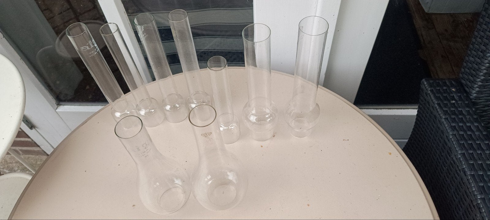 9 stuks lampenglas in diverse hoogtes en vormen, Huis en Inrichting, Ophalen of Verzenden, Gebruikt, Glas
