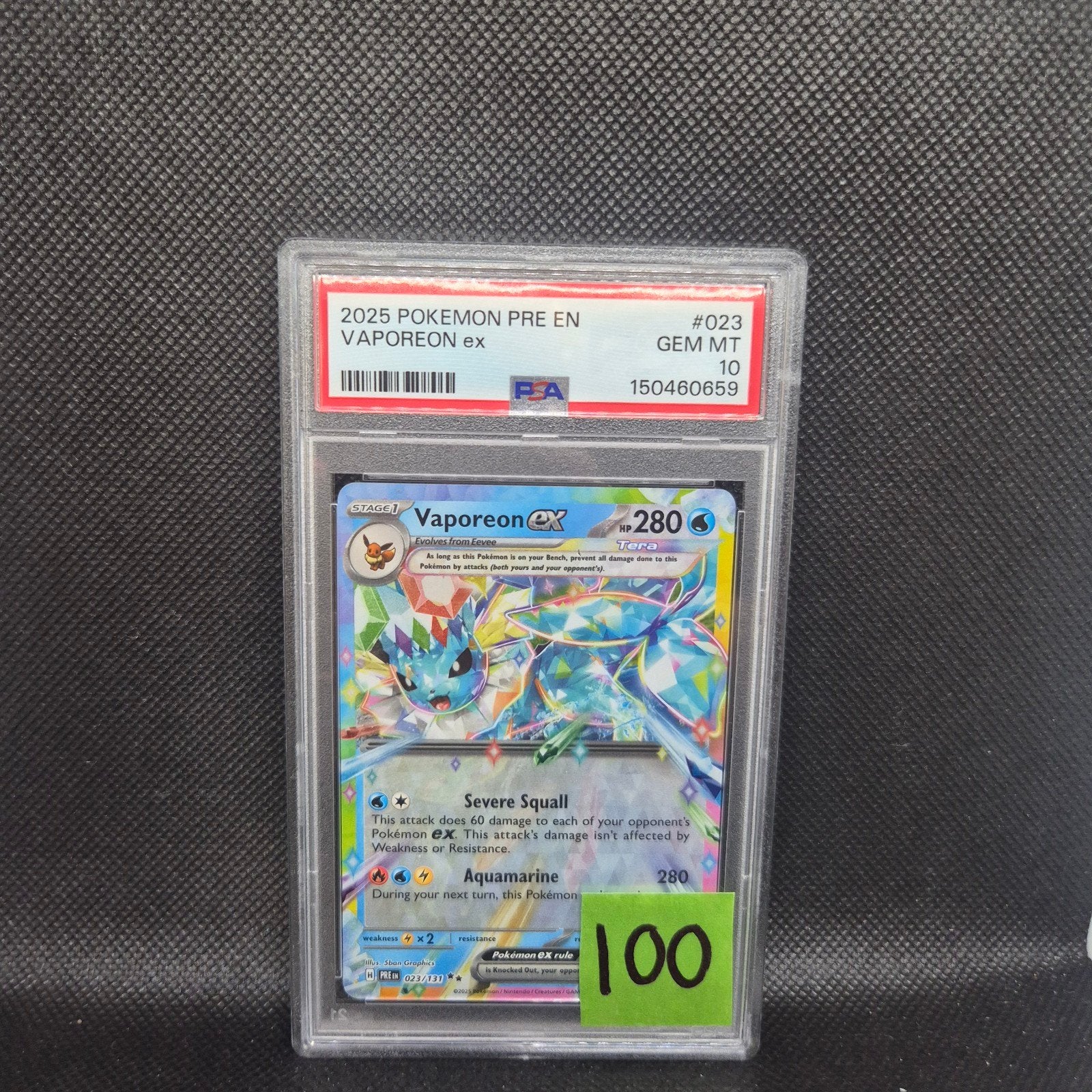 Vaporeon Ex Prismatic Evolutions PSA 10, Ophalen of Verzenden, Zo goed als nieuw