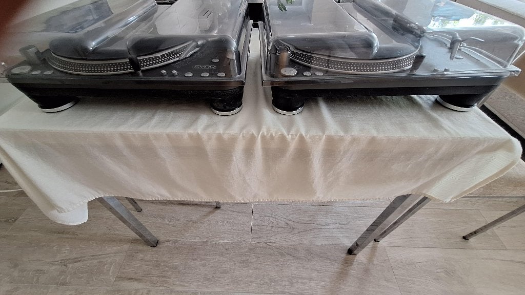 Set: 2 Sync X-trm 1 High Torque DJ draaitafels + Decksavers, Pitch-regelaar, Zo goed als nieuw, Platenspeler, Ophalen