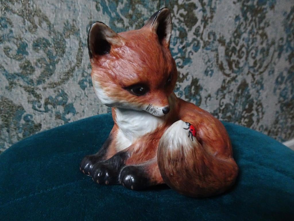 Beeld rode vos met lieveheersbeestje Franklin Mint Outfoxed, Ophalen of Verzenden, Zo goed als nieuw, Dier