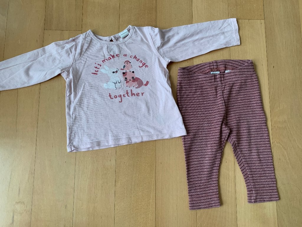 H&M - setje maat 74, Kinderen en Baby's, Babykleding | Maat 74, Meisje, H&M, Ophalen of Verzenden, Zo goed als nieuw